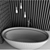 Wave Ceramic Bathroom Set & 3D Panel 3D model small image 3