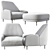 Elegant Comfort: Tacchini Santiago Armchair & Ottoman Set 3D model small image 2