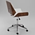 Herning Wood Faux Leather Office Chair 3D model small image 2
