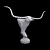 Handcrafted Longhorn Bull Sculpture 3D model small image 3