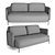 Modern Tape Sofa in Charcoal Gray 3D model small image 2