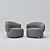 Elegant Jane Armchair + Swivel Chair 3D model small image 1