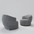 Elegant Jane Armchair + Swivel Chair 3D model small image 3