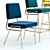 Modern Wire Frame Chairs in 5 Velvet Colors 3D model small image 2