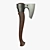 Stylish Wooden Handled War Ax 3D model small image 1