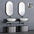 Cielo Multiplo Set: Vanity Unit, Washbasin & Mirror 3D model small image 1