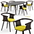 Contemporary Yuumi Chair and Ademar Table - Bross Italy 3D model small image 1