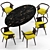 Contemporary Yuumi Chair and Ademar Table - Bross Italy 3D model small image 2