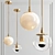 Elegant Modo Brass Glass Chandelier 3D model small image 1