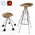 Modern Bar Stools with Barcelona Design 3D model small image 1