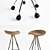 Modern Bar Stools with Barcelona Design 3D model small image 2