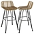 Rustic Rattan Iron Bar Stool 3D model small image 1