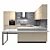 Stylish Kitchen Furniture Set 3D model small image 1