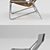 Sleek Steel Brown Leather Chair 3D model small image 2