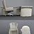 Contemporary Luxury Desk & Armchair 3D model small image 2