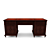 Handcrafted Leather-Inlay Solid Wood Desk 3D model small image 2