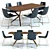 West Elm Wright Table and Slope Chairs 3D Set 3D model small image 1