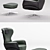 Elegant Swivel Leather Armchair 3D model small image 2