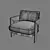 Vintage Milo Baughman Wood Base Chair 3D model small image 2