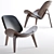 Elegant Wood & Leather Lounge Chair 3D model small image 1