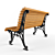 Cast Iron and Wooden Street Bench 3D model small image 2
