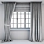 Elegant Dark Brown Floor-Length Curtains 3D model small image 3