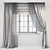 Silk Floor-length Beige Curtains 3D model small image 1