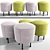 Elegant Modern Line Small Pouf 3D model small image 1