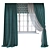 Turquoise Floor-Length Straight Curtains with Geometric Design 3D model small image 1