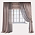 Pink Gold Print Velour Curtains 3D model small image 1