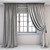 Elegant Beige Damask Curtains 3D model small image 3