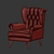 Elegant Upholstered Armchair 3D model small image 3