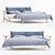 Elegant Double Bed & Bedside Table Set 3D model small image 1