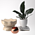 Copper Round Candle & White Ceramic Planter 3D model small image 1
