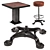 Vintage Industrial Lions Foot Bar Stool & Evoke Square Dining Table 3D model small image 2
