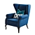 Luxurious Navy Blue Royale Wing Chair 3D model small image 1