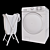 Efficient LG Front Load Washer & Bamboo Laundry Hamper 3D model small image 3