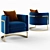 Blue Gold Club Chair - Luxurious and Stylish 3D model small image 1