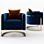 Blue Gold Club Chair - Luxurious and Stylish 3D model small image 2