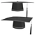 Gold Tassel Graduation Cap 3D model small image 2