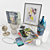 Elegant Decor Set: Vases, Frame, Books, Candle 3D model small image 2