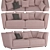 Modern Velvet Sofa Set 3D model small image 1