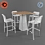 Outdoor Garden Bar Stool Set 3D model small image 1