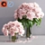 Pastel Pink Peonies Glass Vases Set 3D model small image 1