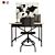 Modern Black Office Set: Desk, Chair, Lamp, Board 3D model small image 2