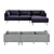 West Elm Halsey 3-Piece Sectional: Sleek and Comfortable 3D model small image 3
