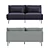 Modern West Elm Halsey Armless Sofa 3D model small image 3