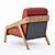 Elegant Walnut Armchair & Footstool 3D model small image 2