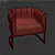 Elegant Upholstered Arm Chair 3D model small image 3