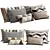 Elegant Embroidered Accent Pillows 3D model small image 1